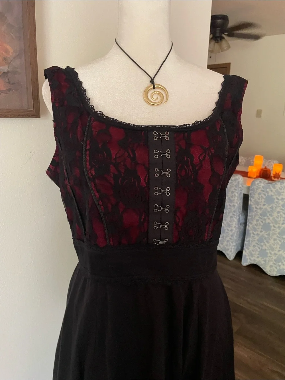 Royal Bones 90s Y2K Grunge Gothic Lace Corset High Low Dress XL_2